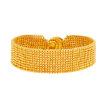 Brazalete Telar Dorado Delgado Metálico Dorado